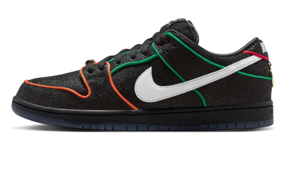 Nike SB Dunk Low Pro QS Black White Challenge Red