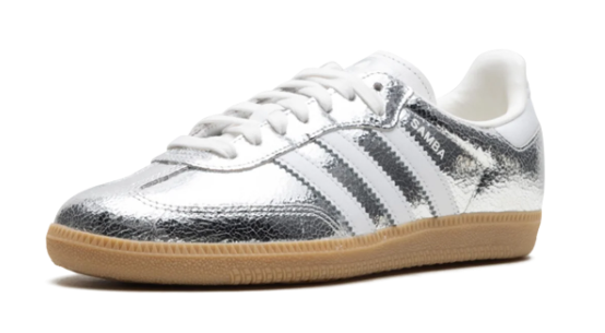 adidas Samba OG Women’s Silver Metallic Cracked Leather JR0035